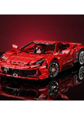 K盒子10380科技机械系列法QLR啦力45红色4跑车装汽车模拼型积木玩