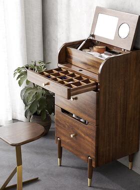 复IZC古实木梳妆台床头柜一妆体迷多功能小户型5cm窄你卧4室收纳