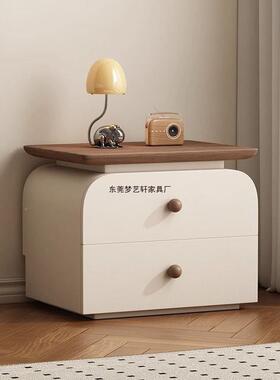 免安MBF装油全实木床柜中古奶风意式头极简小户简约现代卧室收纳