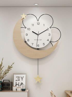 新款意创音挂钟大号免打墙孔简约钟WSY表可摇摆挂墙客静厅餐厅面