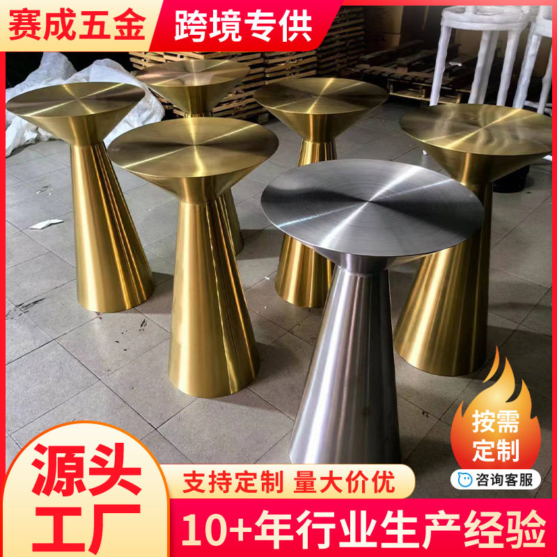 金色不锈钢蛋糕桌甜品台婚礼架子轻奢拉丝甜点桌边几展示台轻奢风