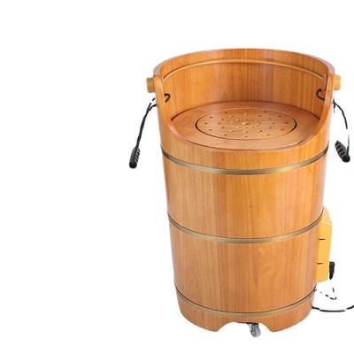脚桶实木按摩足浴桶泡桶脚木加热橡木带盖熏蒸恒温RJY洗沐脚盆足