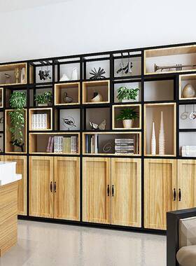 美式餐厅断实木展落架地置物屏风隔家用盆OYQ栽工艺品示架带抽屉