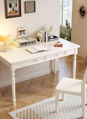 美式全JKC实木书桌室家用书房卧办公电桌欧式写字脑台黑色灰色