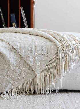 仿羊盖毯静谧慢享受沙ICV发针织毛的时床尾巾生光活