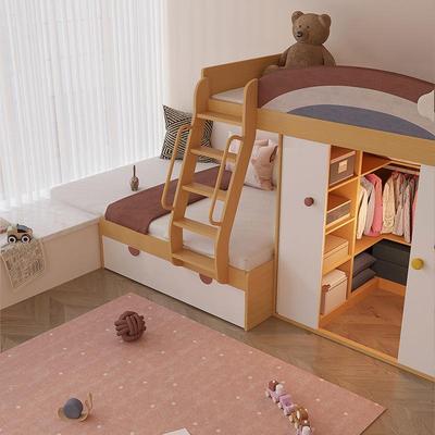 多功能储物衣间上下床交接错式组61282下合上床拼飘窗床儿童帽床
