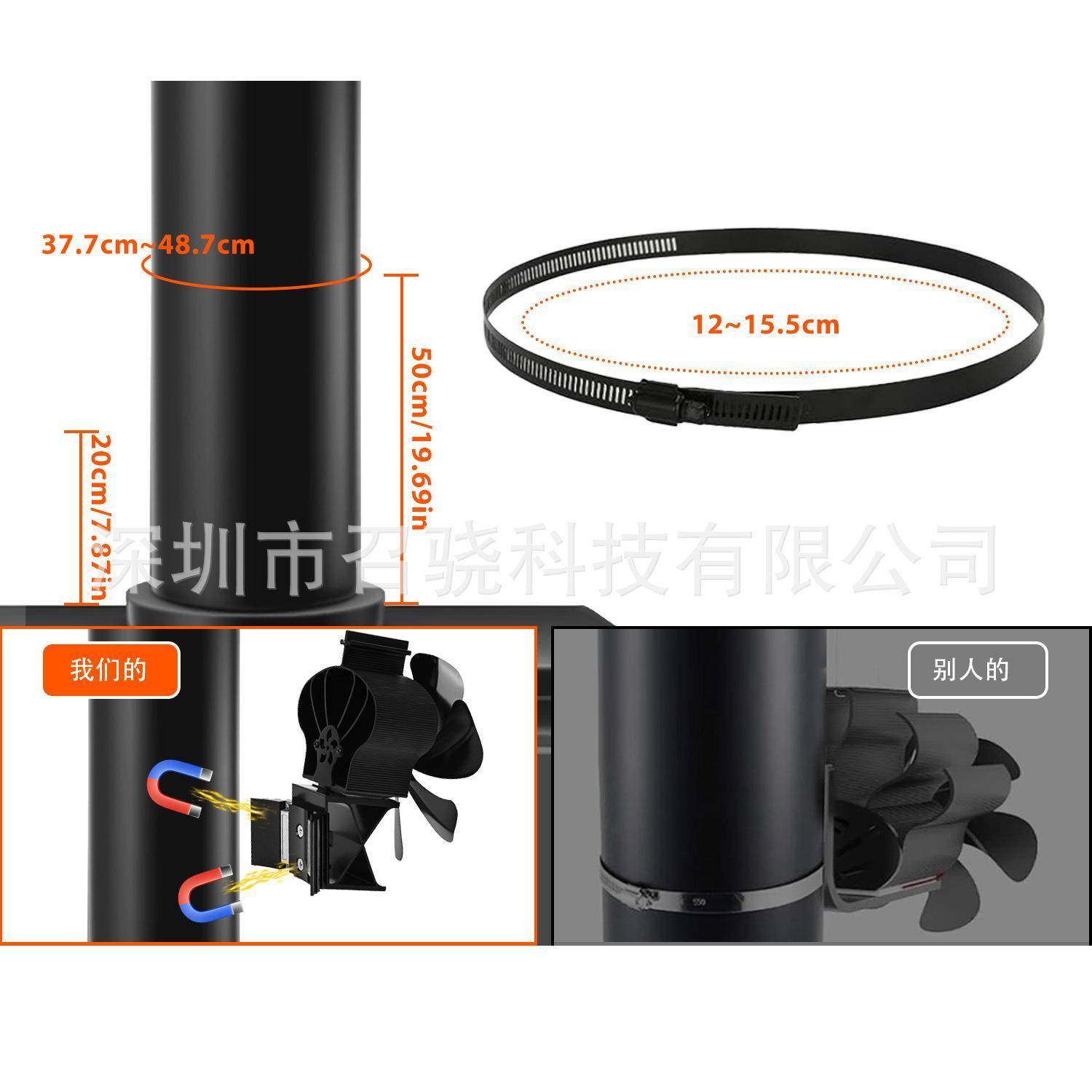 woodstovefan吸壁炉风2025站扇吸两磁用热动XE09-01力风扇烟囱