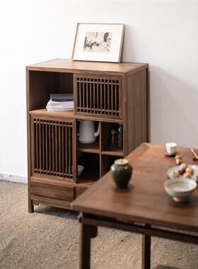 新中式全实木黑物胡桃木pm-d-037餐边斗斗柜矮柜茶水柜置物柜柜储