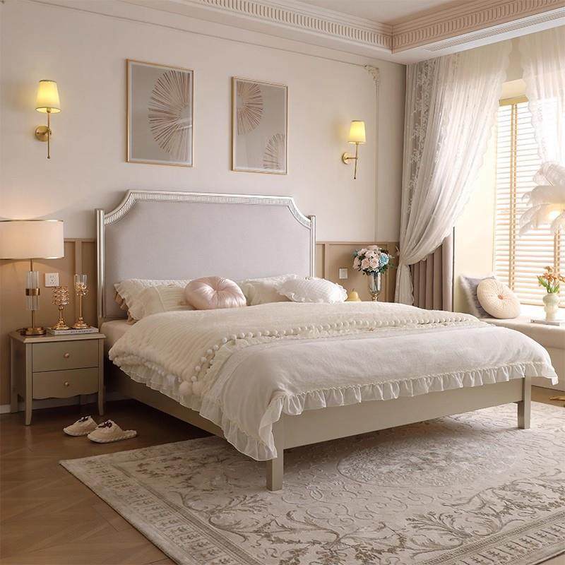 美式实-木床简床1大式.8M双人床现代约复古法大床轻奢主卧婚床,住宅家具,实木床,淘宝优惠券,粉丝福利购,淘宝优惠卷