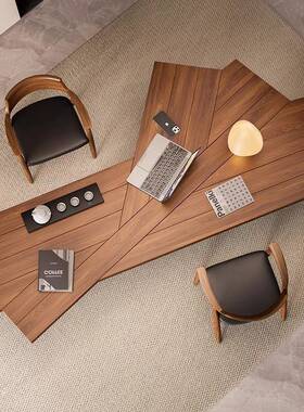 桌中古风实木办公桌设计40440师意老板谈总裁办公室会客接创待洽