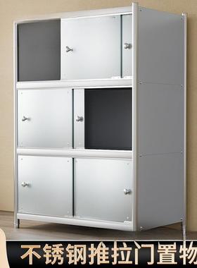 纳不锈钢柜储物柜带门厨收货架房置物架落地多层有门子阳90540台