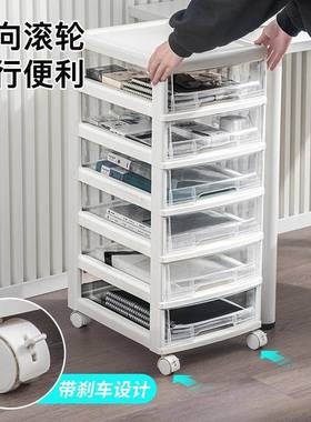 办公收纳柜抽屉桌式书下文柜QLE办公室白色桌置底可移动储物柜物