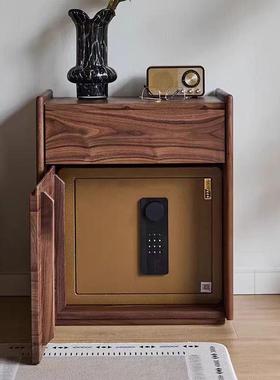 北藏美黑胡桃床头保险柜床42754边保箱古风卧险室床头隐防盗保中