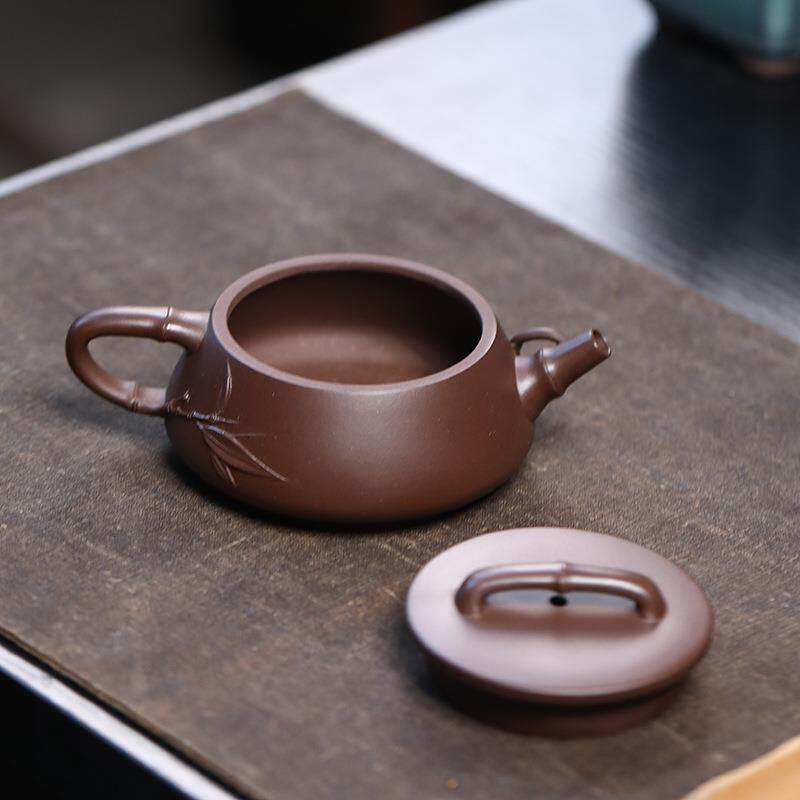 宜兴紫砂壶正手矿102177竹工茶壶非机壶原紫泥车竹节石瓢壶宗茶具