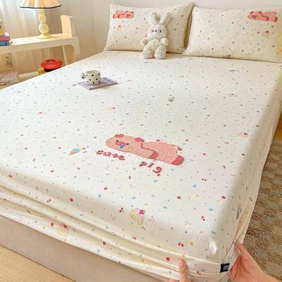 卡通纯垫棉双层纱床笠单CMZ件全棉儿童罩床单罩榻榻米床护套保三