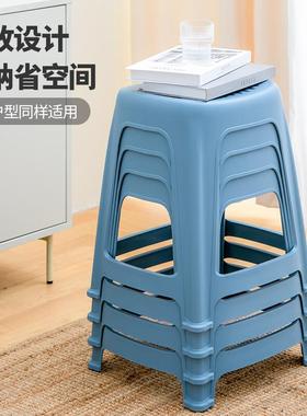 装D2050D83禧仕多防滑塑料加凳蓝色凳子四个凳高方凳厚耐磨家用椅