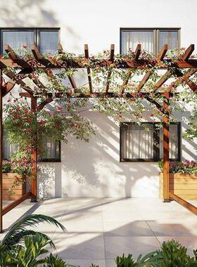 紫藤子防腐葡萄架庭院长廊户外院子QVB爬藤架室外子架亭子木别墅
