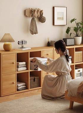 PEF木矮书柜中古风客展示柜边柜夹缝纳实柜置收物柜储物柜落地厅