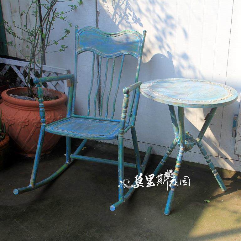 莫里斯花园出口RZB铁感质旧椅法式花园桌摇椅