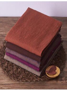 林纯麻色织布亚士双IET色亚麻面料平纹麻料色复古汉服面素料