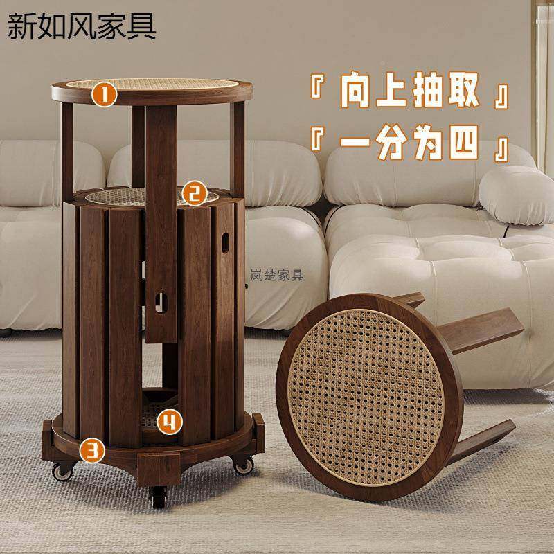 TNQ组实木凳子家用可叠备放用餐桌板创意圆凳中古凳风藤编叠叠乐,电子元器件市场,其它元器件,淘宝优惠券,粉丝福利购,淘宝优惠卷