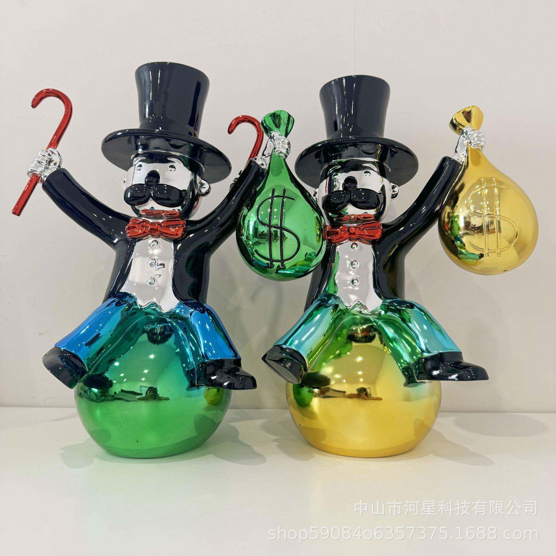 雕彩色创意装陈饰001摆件电镀大翁富树脂商业美室内卡通人物大型