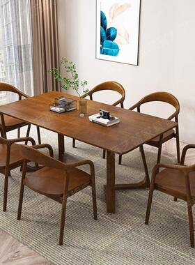 全出实木餐桌现椅子用组合胡LJP桃家用轻奢代简约小户型租房吃饭