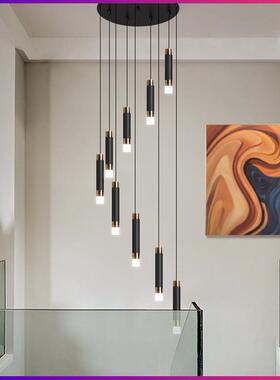 楼梯长吊灯2023年款72056现代新简约别墅轻奢网客厅楼loft红旋转