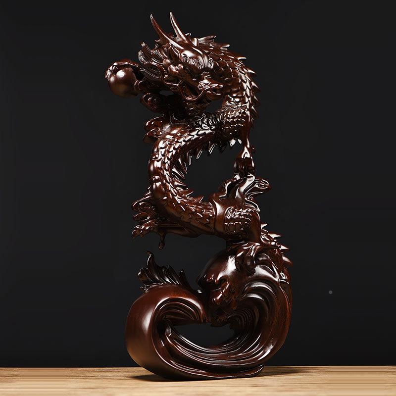木雕刻盘龙WS-86360摆摆件新中式家玄关设装饰工艺实品店铺公司开