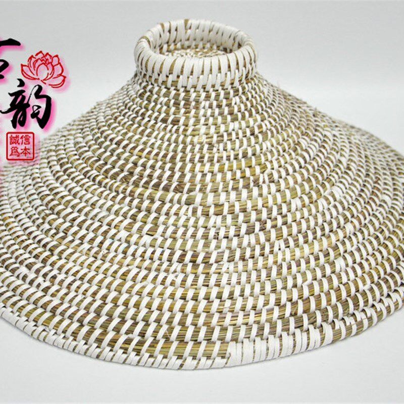 斗笠草帽锅盖发簪头杈发叉饰品架子 民族特色手工草编锅盖装饰架