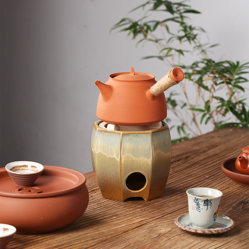 烧水煮茶电陶木炭两用粗陶窑变多功能明火炉防水静音泡茶炉家用小