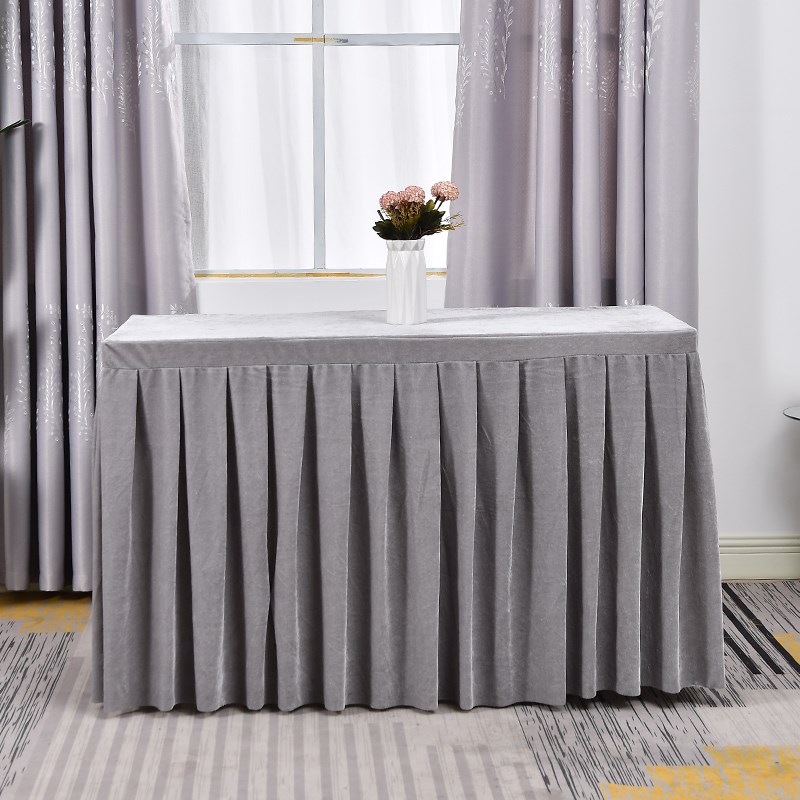 会议桌桌布长方形金丝绒桌布会议室抗皱桌活动展会桌罩长条桌裙