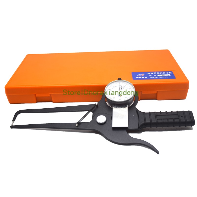 直弯形带表外卡规外径测厚0-20 0-测深10数显小孔壁厚卡钳表