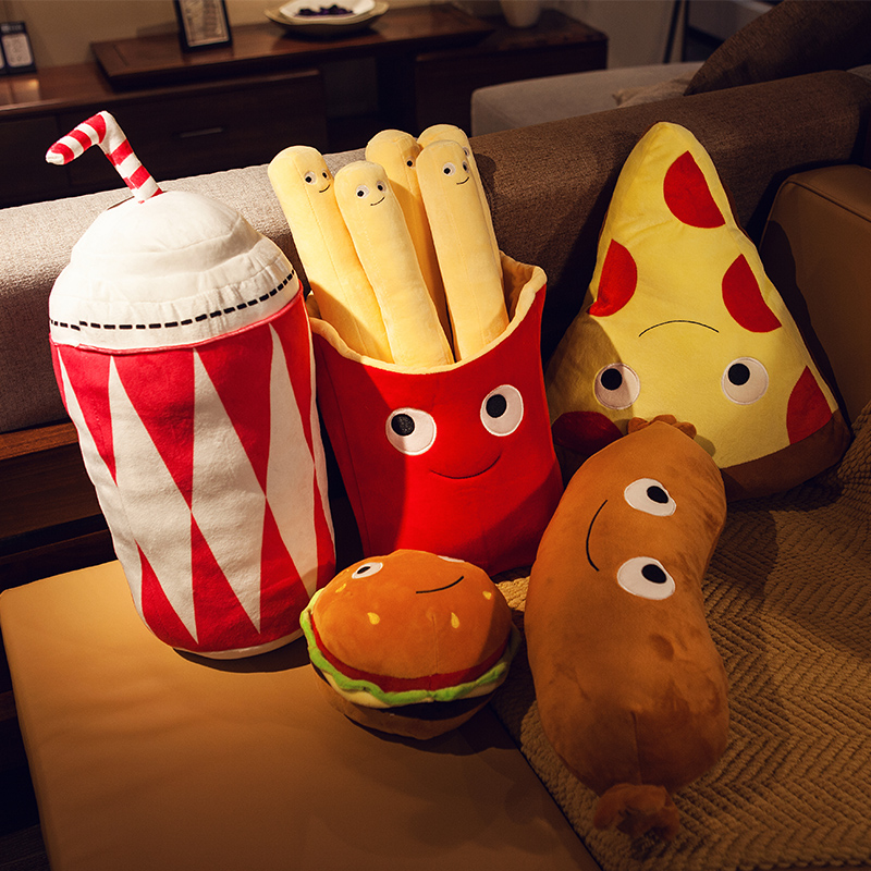 卡通仿真薯条汉堡抱枕靠垫客厅沙发靠枕床头办公室可爱女创意