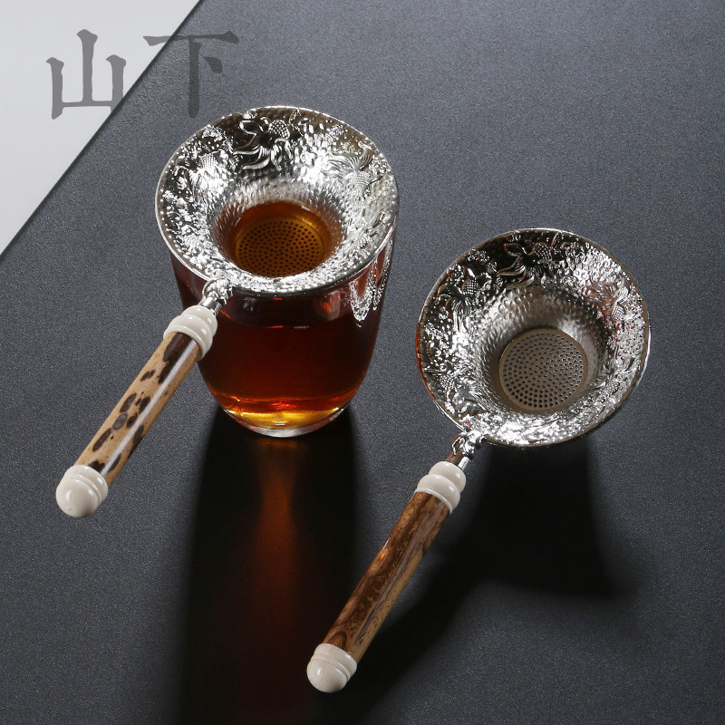 纯锡梅鹿竹茶漏创意茶渣茶隔红茶滤架功夫茶具泡茶器茶滤架过滤网