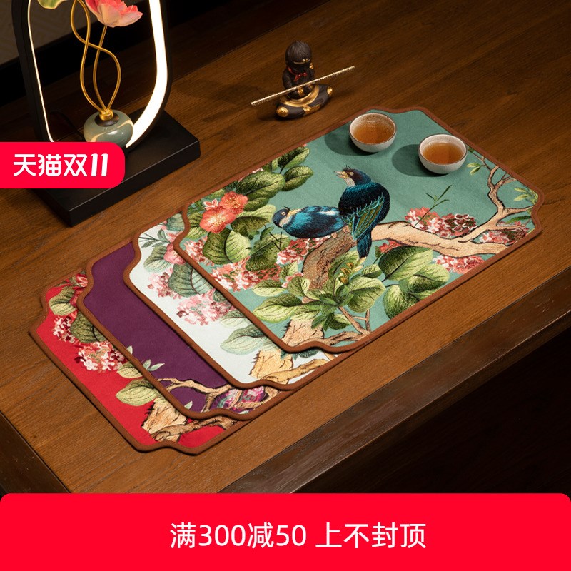 中式餐垫仿真丝花瓶垫子防烫垫防滑家用隔热垫高档餐桌垫支持定制