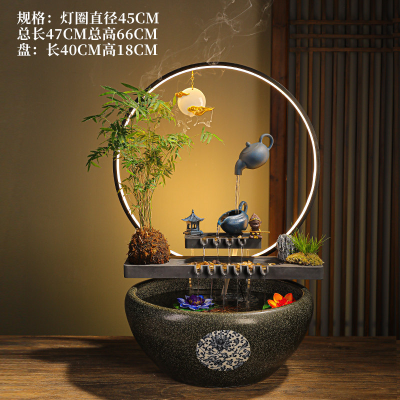 新悬壶流水循环招财喷泉鱼缸桌面办公室装饰开业乔迁新居礼品摆件
