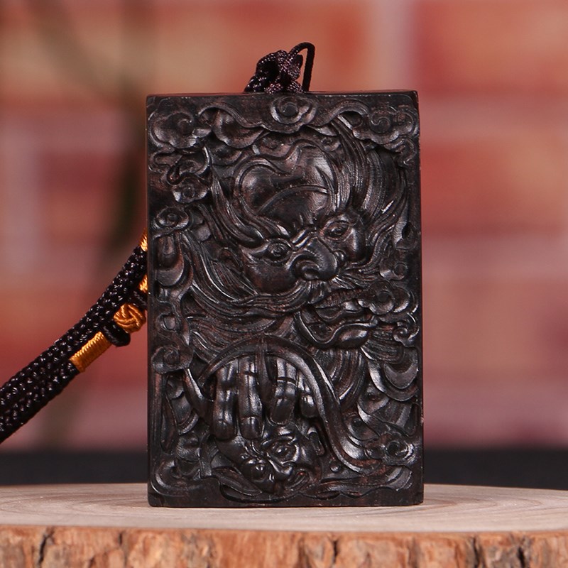 黑檀木雕钟馗挂件无事牌挂件佛牌天师钟馗吊坠红木饰品木雕挂件