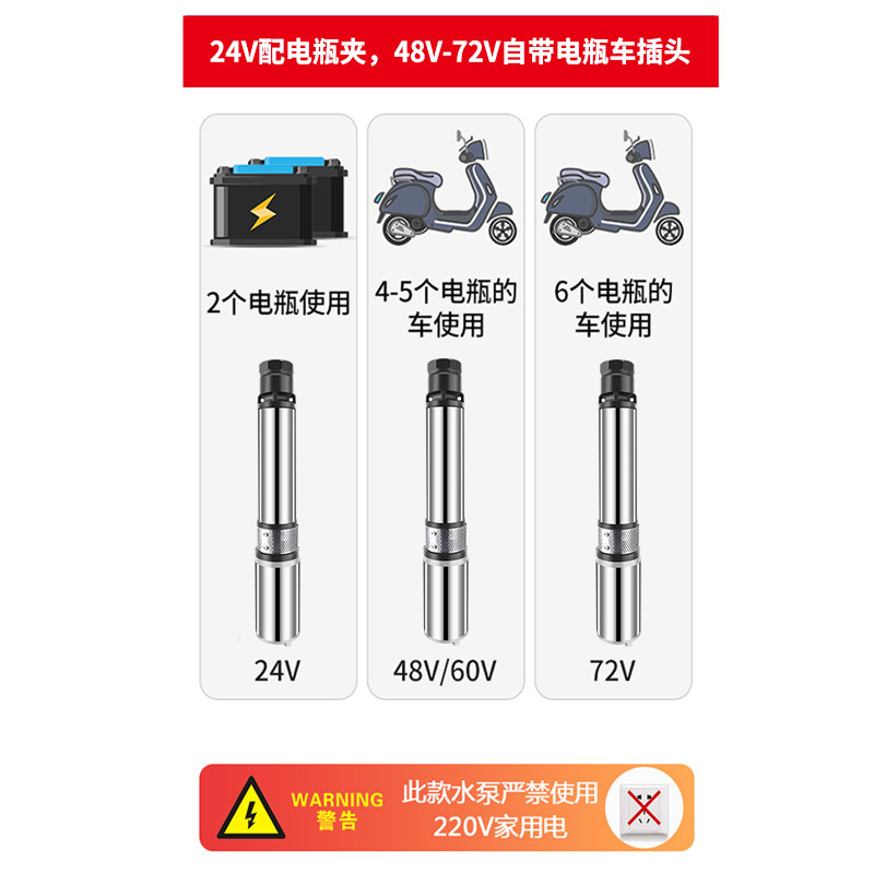 直流深井潜水泵8V0V72V车专用农用家用高扬程不锈钢抽水机