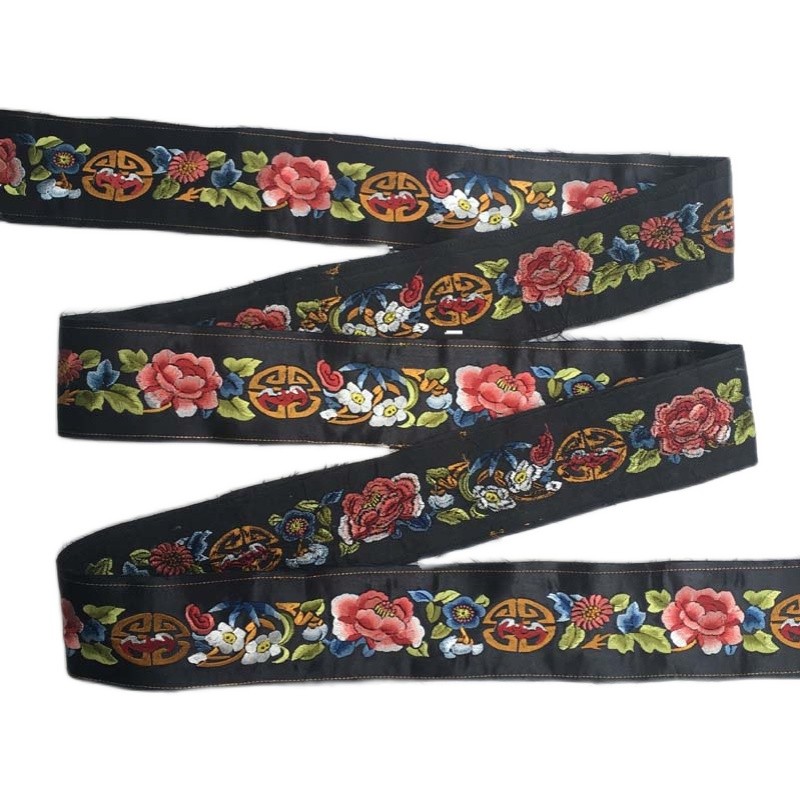 民族复古花边刺绣绣花 机绣绣片 领肩衣襟装 古代花边辅料