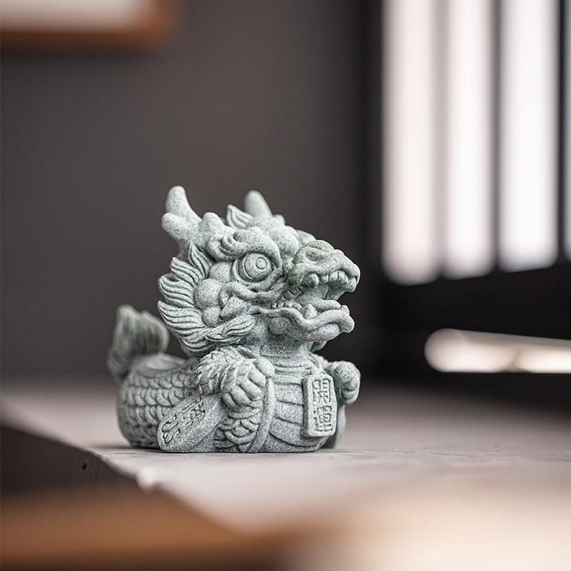 沙件石创意龙鱼茶宠TPJ茶玩青摆国潮化龙鱼缸造景鱼客厅桌面装饰