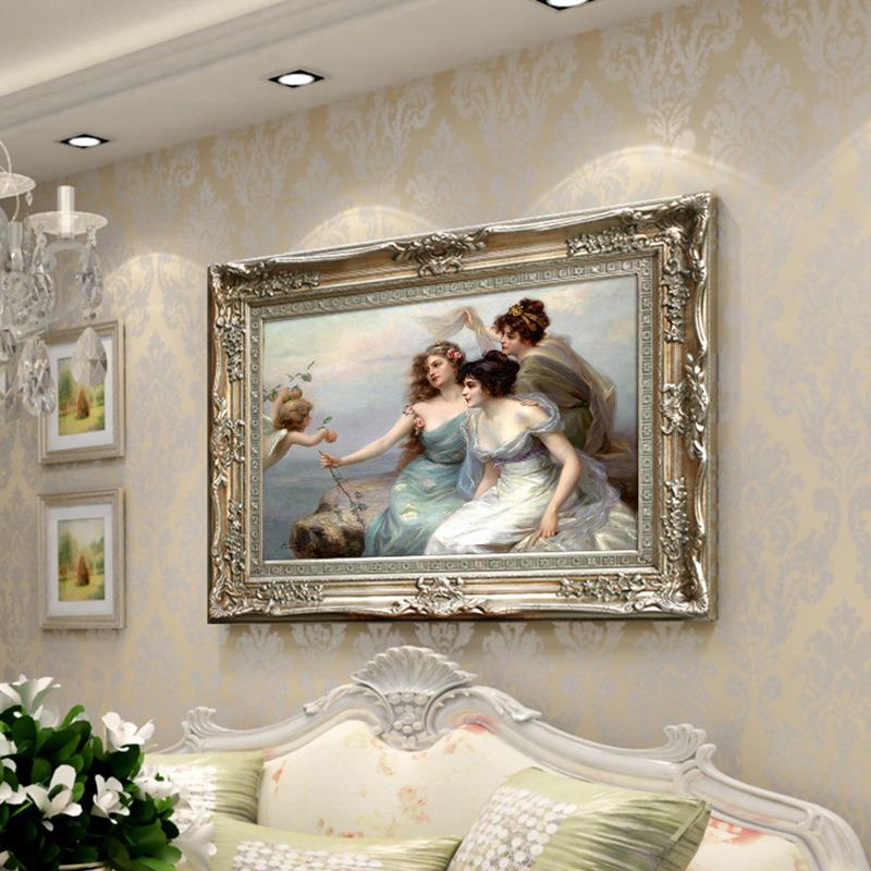 人物装饰画欧式美油画古典宫廷式客厅沙背挂景发画ss55横幅酒店画