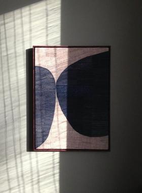 NCQ手工拉竖线立体实物画代简约客厅装饰样板间玄关抽象现版画挂