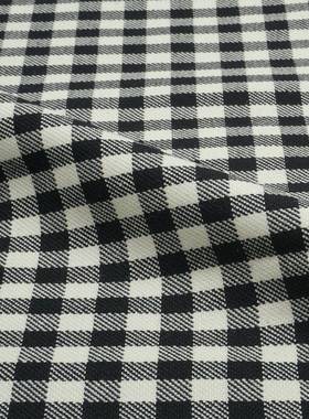 EFZ黑白朝阳格毛呢布料大羊毛面料梳服装子外套精保暖裤羊毛衣面