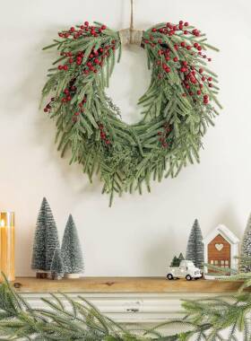 2024新款圣诞节手感料仿真花院环庭门门挂465前家居农舍前廊挂饰