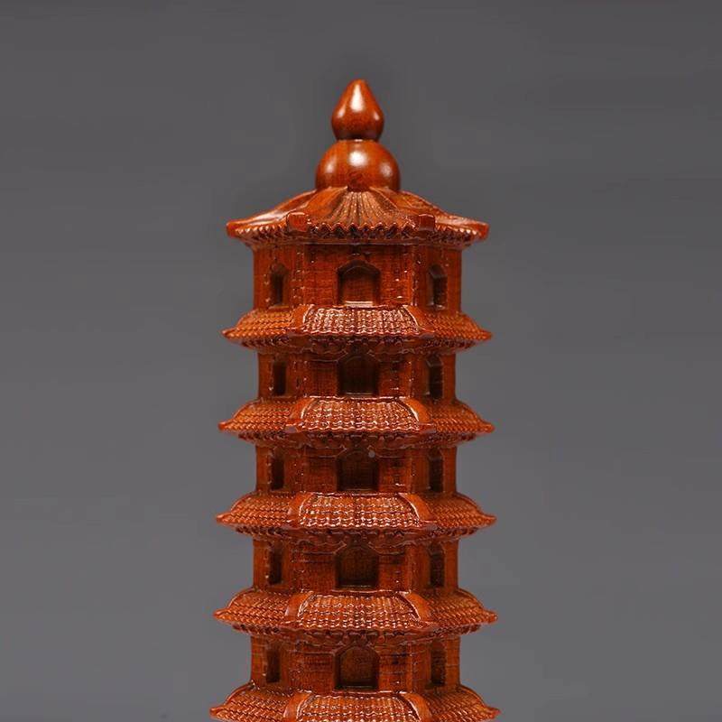 花梨实木质文层昌塔摆件九层雕刻公9玄tq-1103关办装饰老师学送生