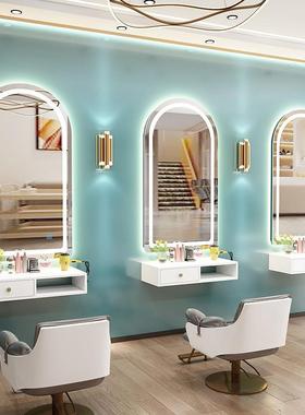 灯美一发店发镜台LED体理ICF发廊专用镜镜子剪发网红单面美发简带