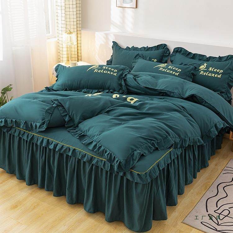 公主风件床裙四件套棉质质棉床罩被套床单4套床单床笠床上用F5M66,床上用品,床品套件/四件套/多件套,淘宝优惠券,粉丝福利购,淘宝优惠卷