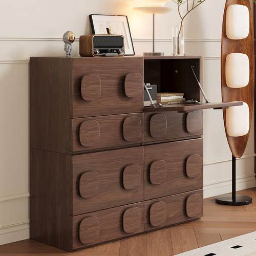 胡桃色实木门柜白蜡木卧室家视柜床用头卡电置物柜客厅储物柜08落