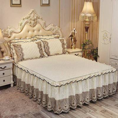 秋RNW冬加厚夹棉床裙式罩蕾丝花保暖天绒防滑保护套床边床套盖单